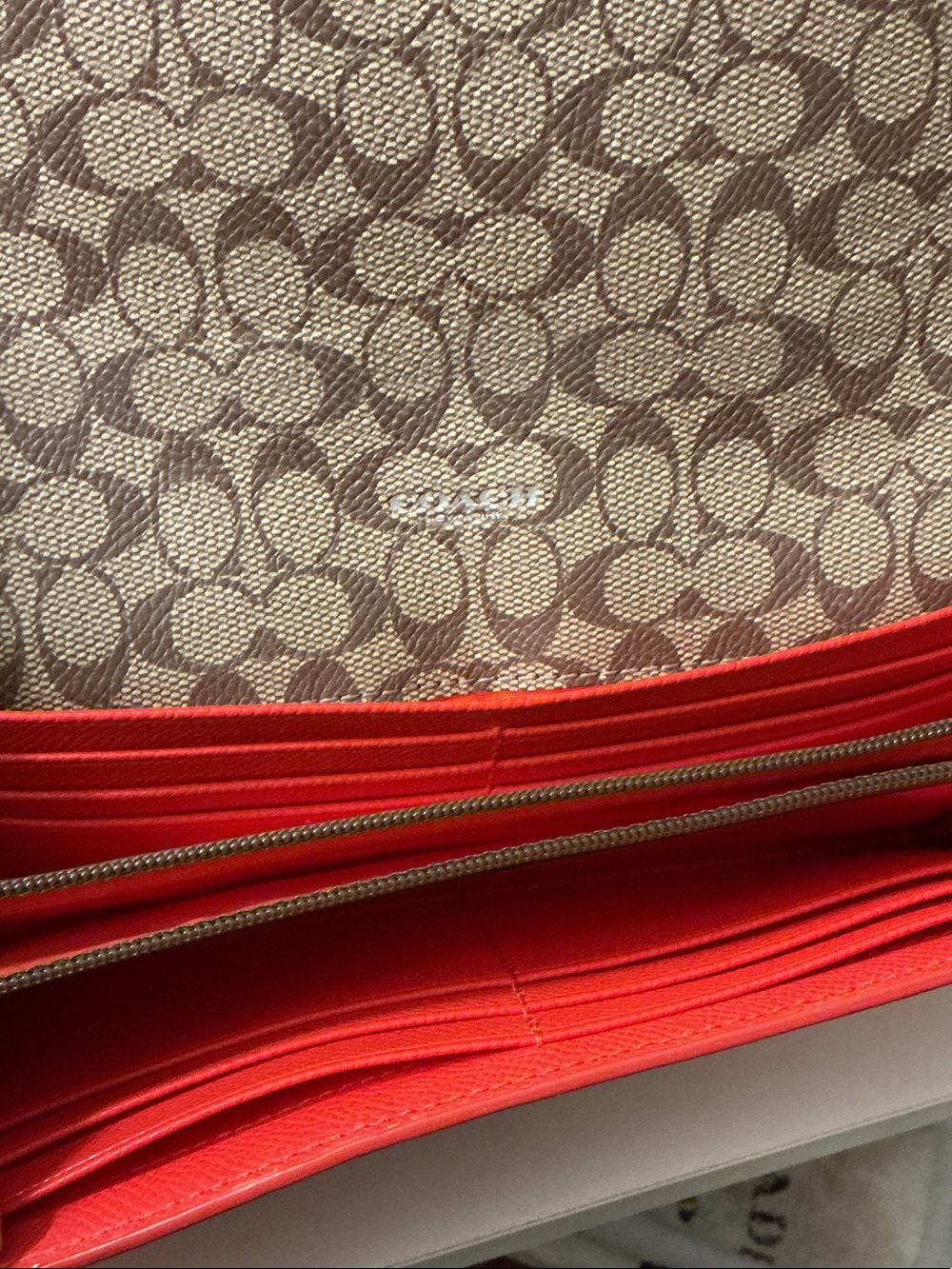 Coach Pop Slim Envelope Orange Leather Signature Clutch Wallet Set SEE PHOTOS - Picture 6 of 14